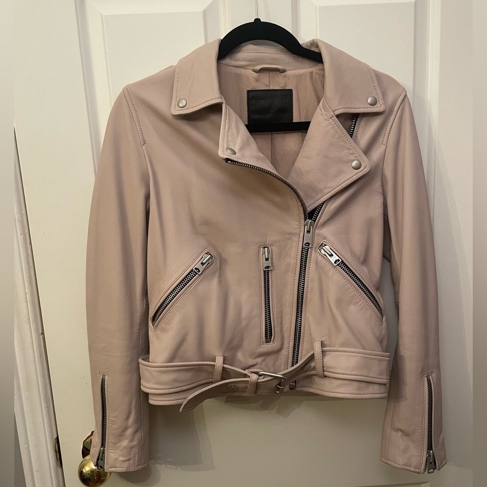 All Saints Blush Pink Genuine Leather Jacket